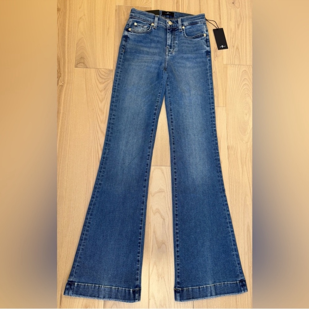7 For All Mankind Dojo Original Jeans Women Flare Leg Trousers NWT Size 24 - Picture 2 of 7